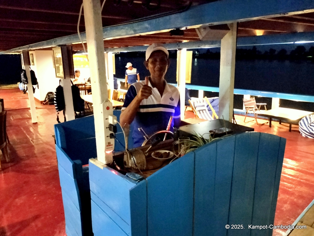 the bay boat. kampot, cambodia. daily cruises on the kampot river.
