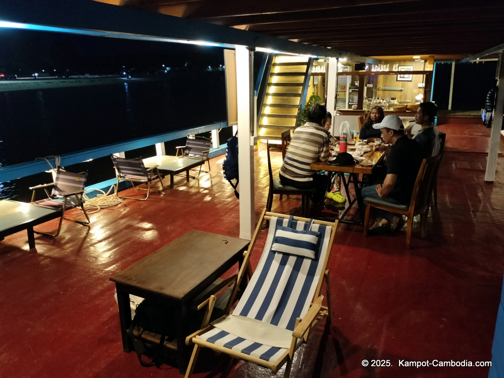 the bay boat. kampot, cambodia. daily cruises on the kampot river.