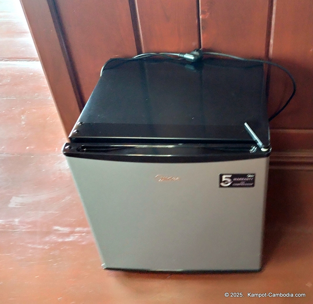 Heritage Village in Kampot, Cambodia. Wooden houses near the Kampot River.