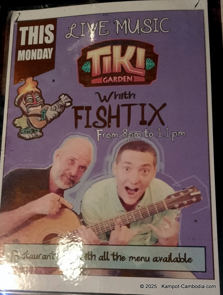 tiki garden in kampot cambodia. french restaurant and music bar.