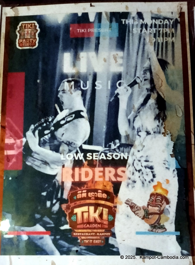 tiki garden in kampot cambodia. french restaurant and music bar.