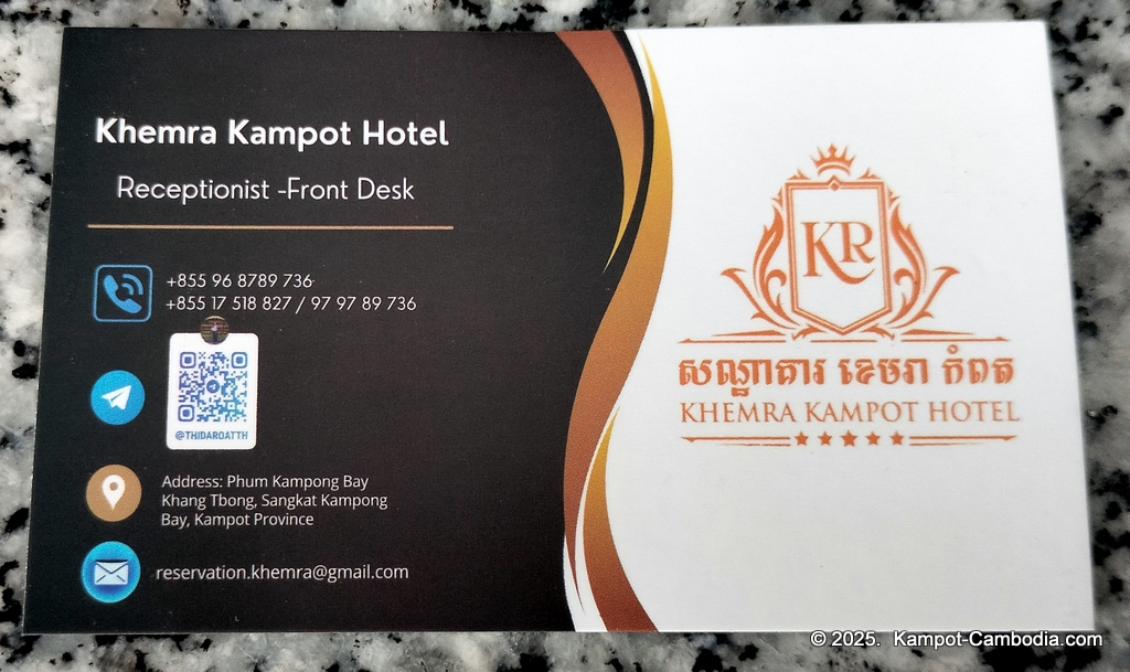 Khemra Guesthouse, Hotel and Restaurant in Kampot, Cambodia.