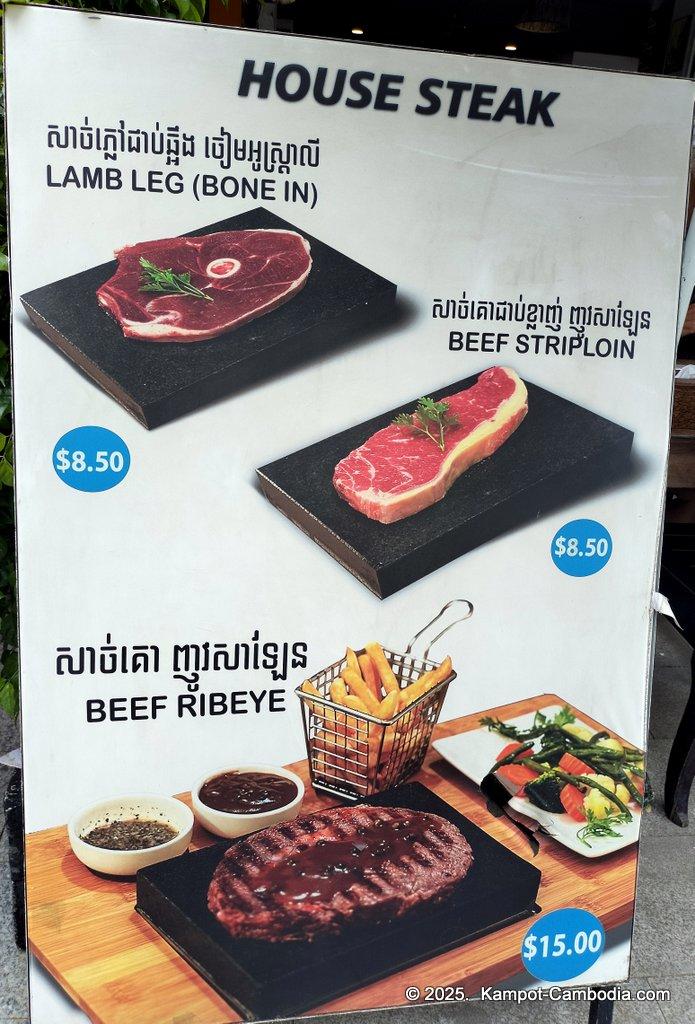 Happy special pizza in Kampot, Cambodia.