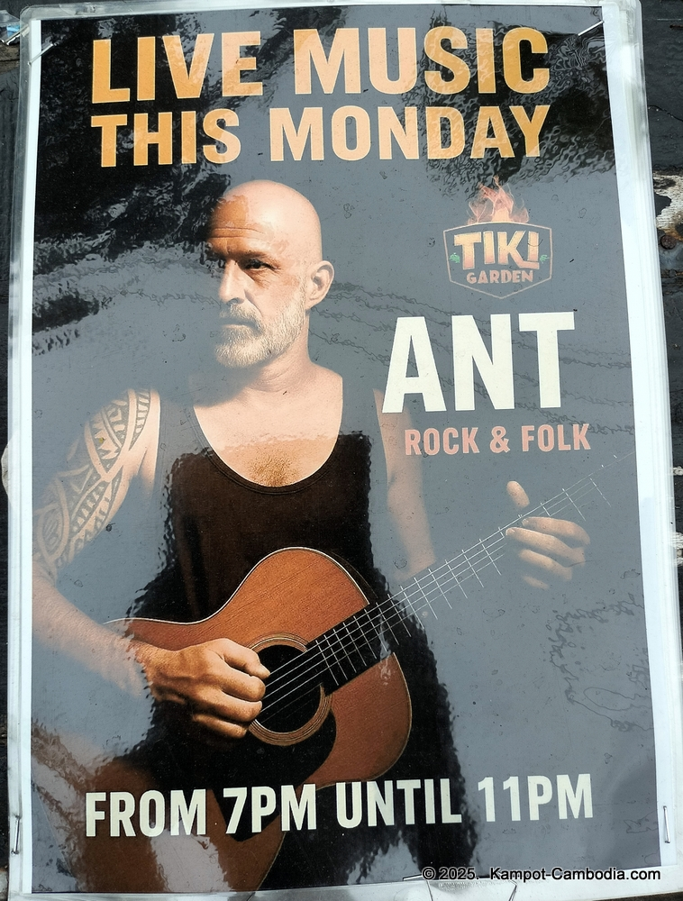 tiki garden in kampot cambodia. french restaurant and music bar.