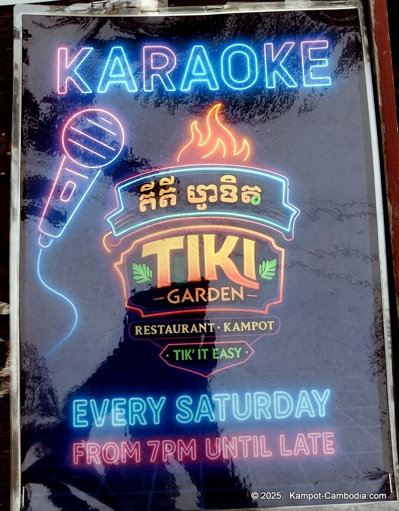 tiki garden in kampot cambodia. french restaurant and music bar.