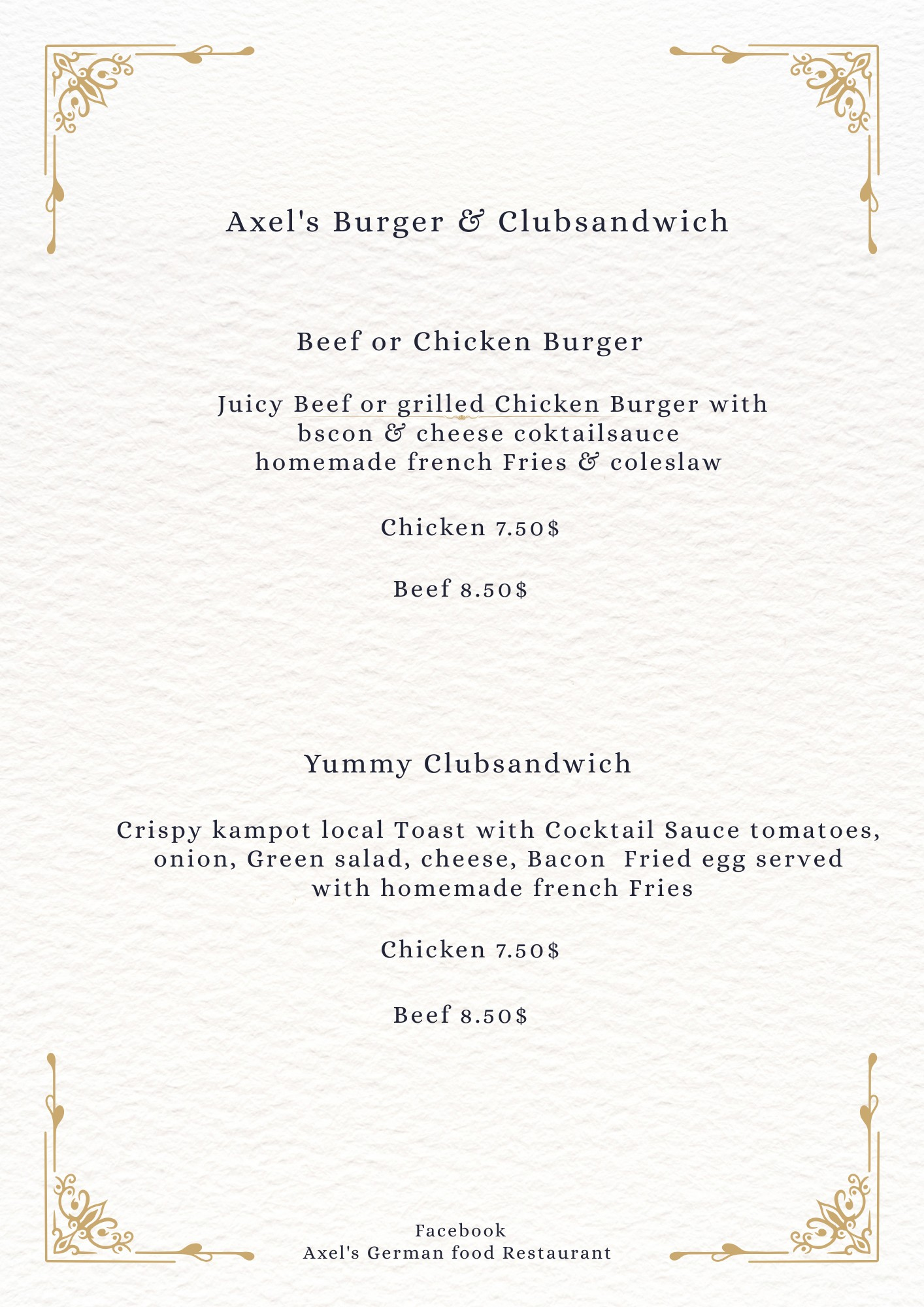 Axel's German Food Restaurant in kampot, cambodia