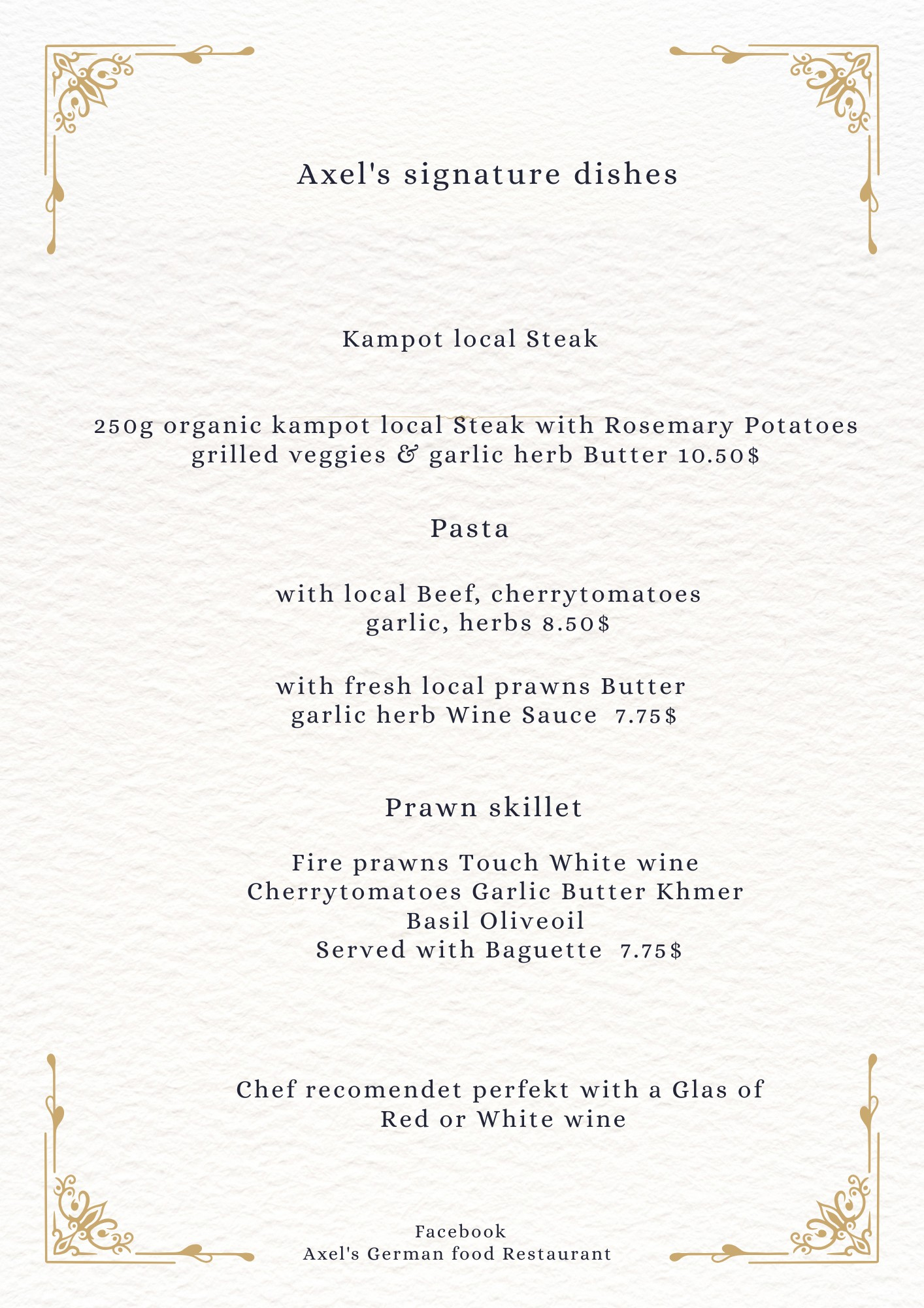 Axel's German Food Restaurant in kampot, cambodia