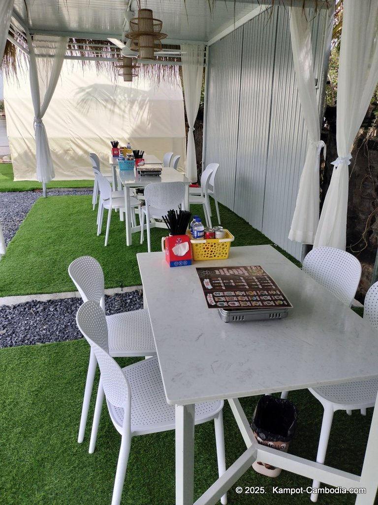 Volcano Soup and Grill on the Kampot River in Kampot, Cambodia.