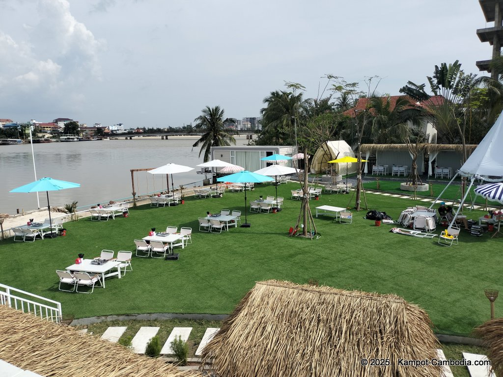 Volcano Soup and Grill on the Kampot River in Kampot, Cambodia.