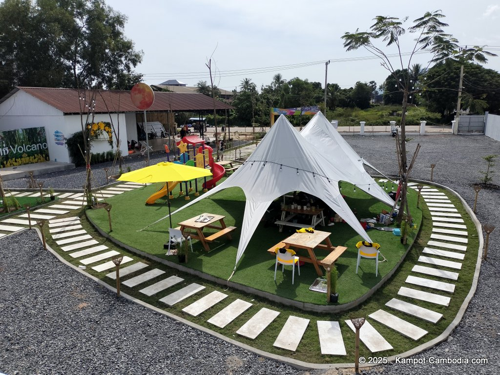 Volcano Soup and Grill on the Kampot River in Kampot, Cambodia.