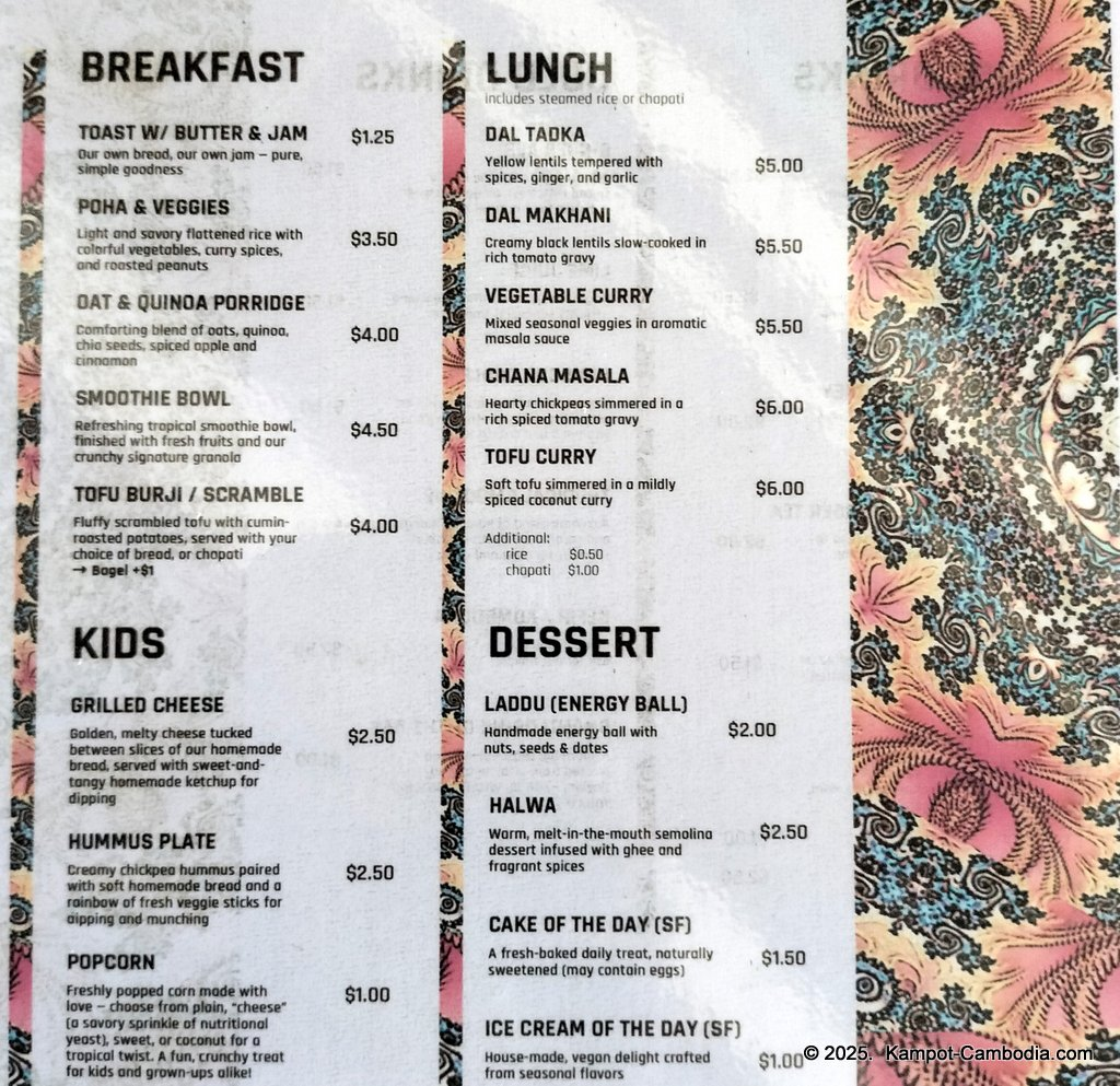 Shanti Shanti Indian restaurant and yoga in Kampot, Cambodia