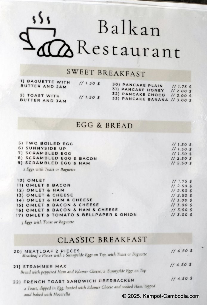 balkan restaurant with serbian chef in kampot, cambodia at the coconut paradise bungalows