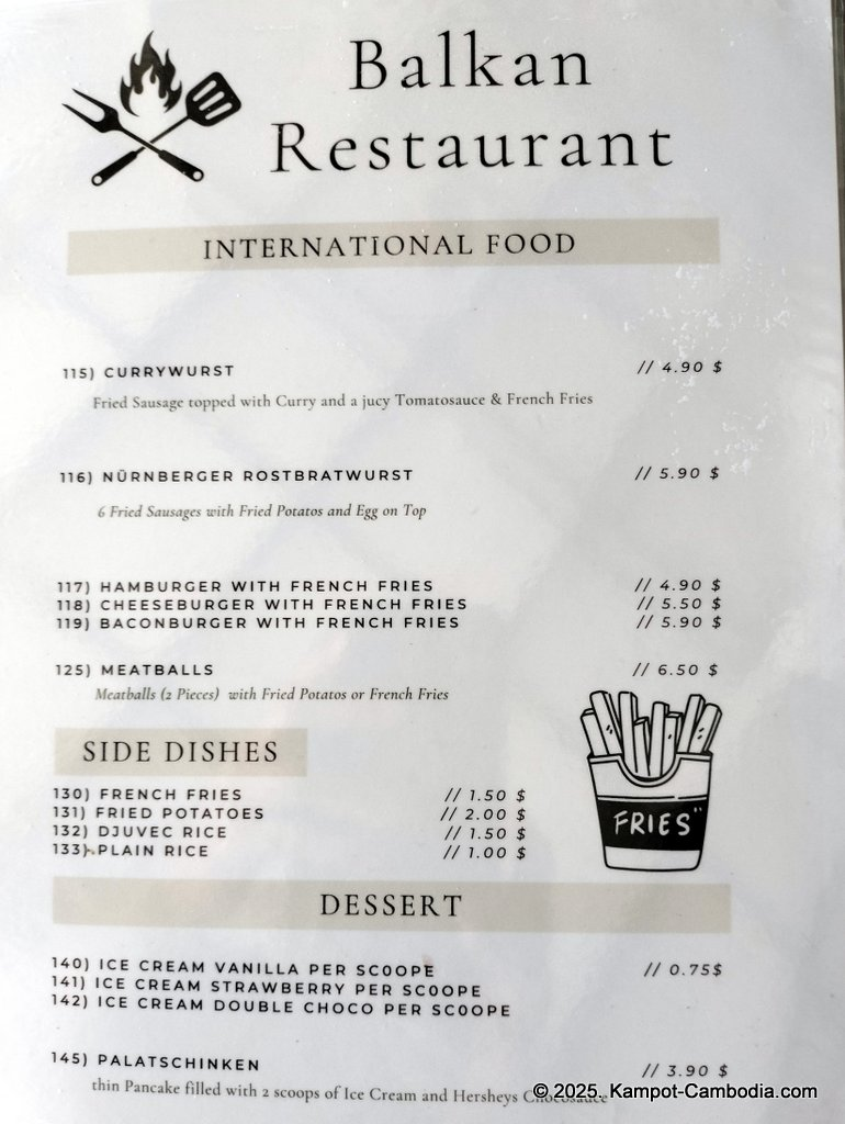 balkan restaurant with serbian chef in kampot, cambodia at the coconut paradise bungalows