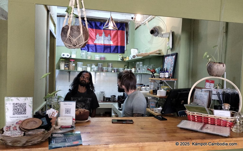 blend house coffee in kampot cambodia. yoga