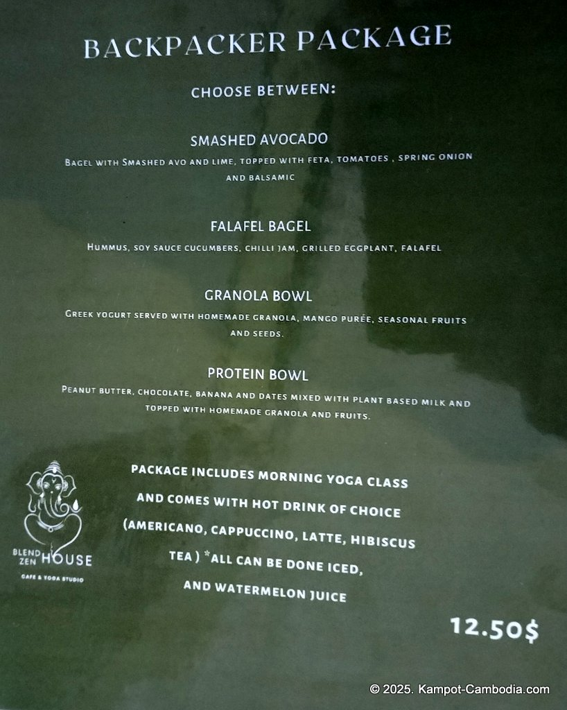 blend house coffee in kampot cambodia. yoga