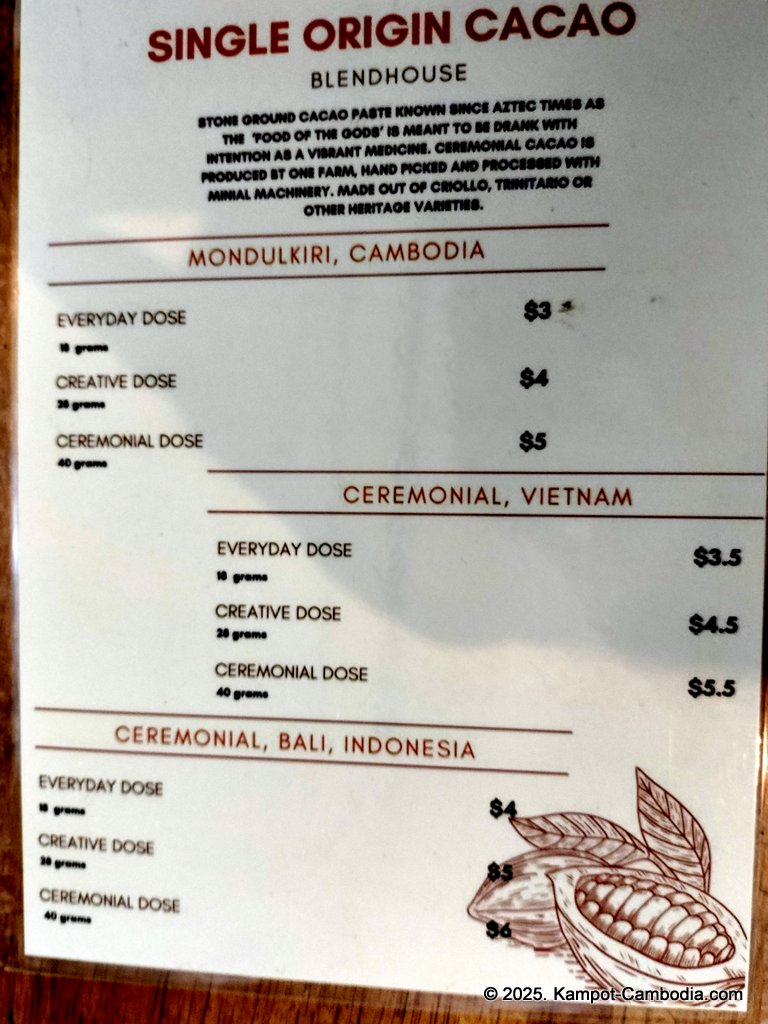 blend house coffee in kampot cambodia. yoga