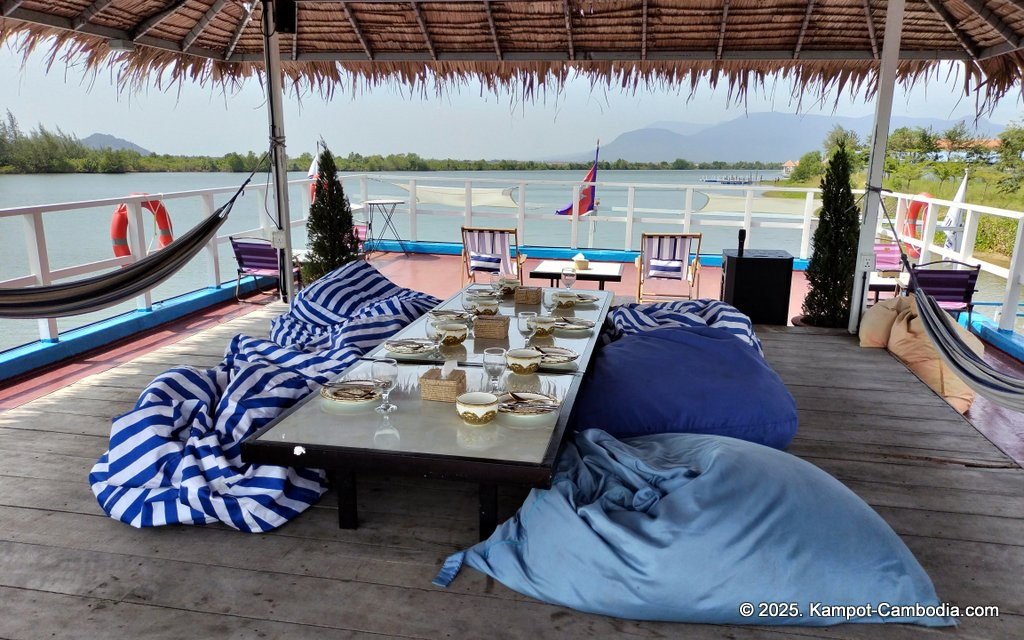 the bay boat. kampot, cambodia. daily cruises on the kampot river.