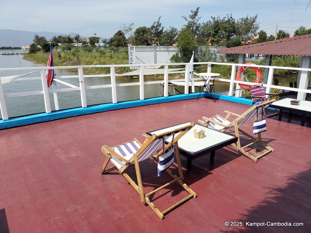 the bay boat. kampot, cambodia. daily cruises on the kampot river.
