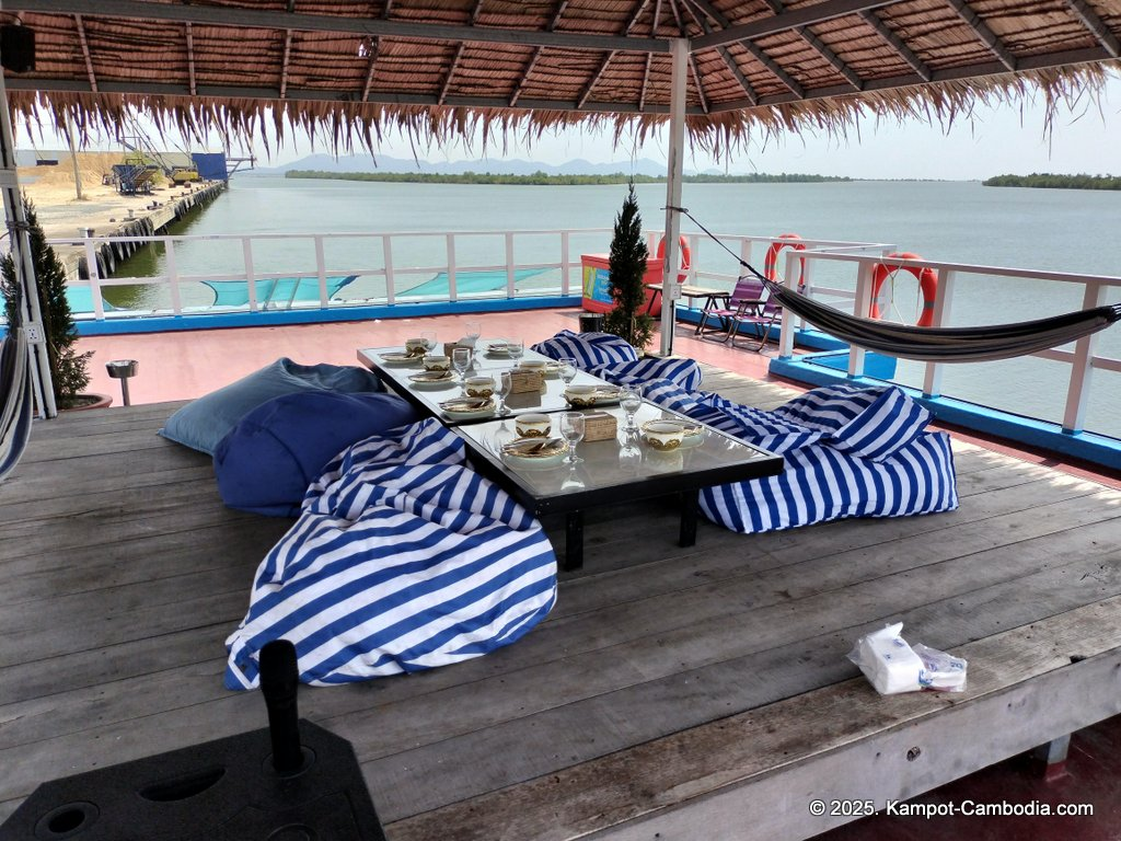 the bay boat. kampot, cambodia. daily cruises on the kampot river.