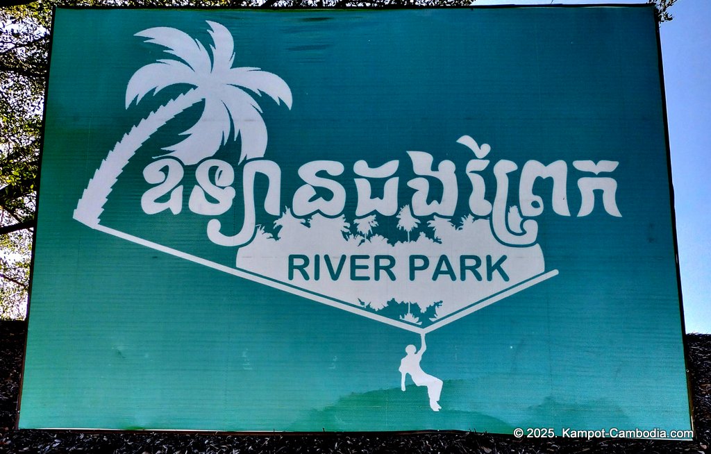 river park in kampot cambodia. Kampot Riverside restaurant and boating.