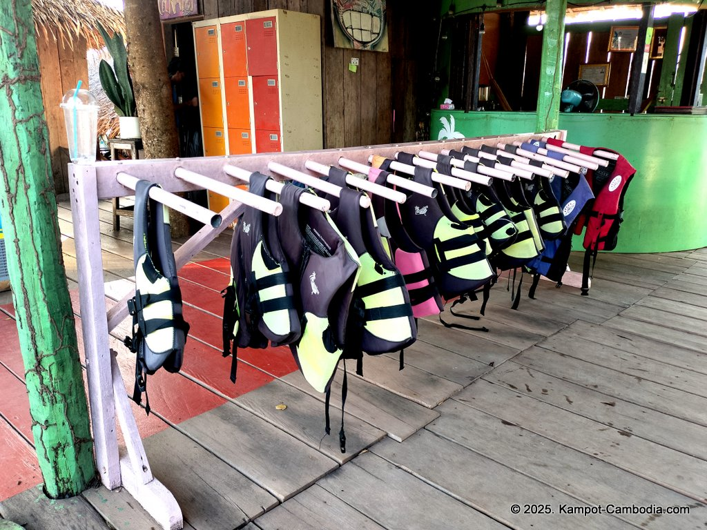 river park in kampot cambodia. Kampot Riverside restaurant and boating.