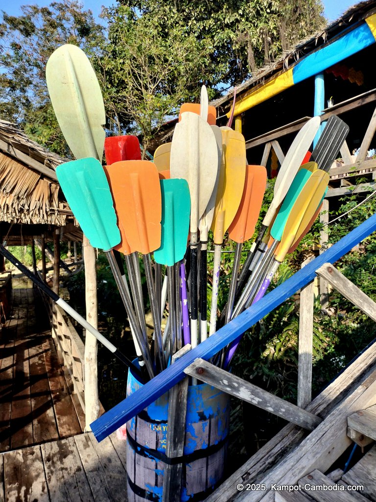river park in kampot cambodia. Kampot Riverside restaurant and boating.
