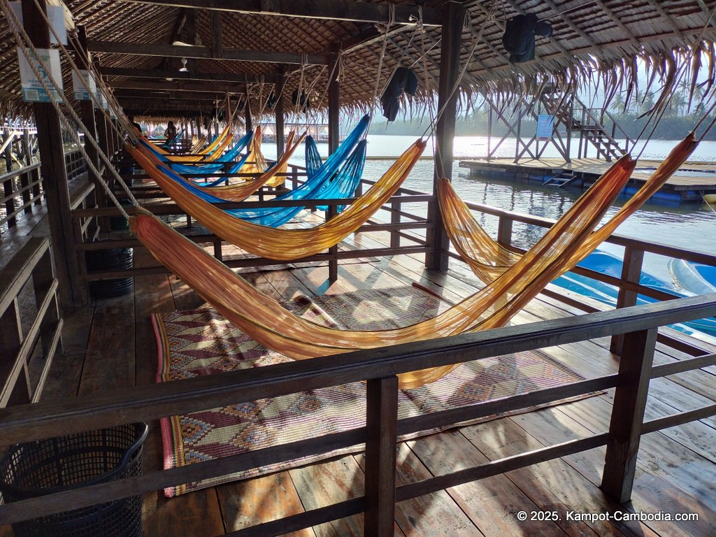 river park in kampot cambodia. Kampot Riverside restaurant and boating.