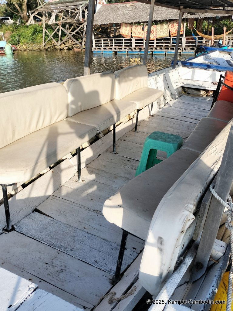 river park in kampot cambodia. Kampot Riverside restaurant and boating.
