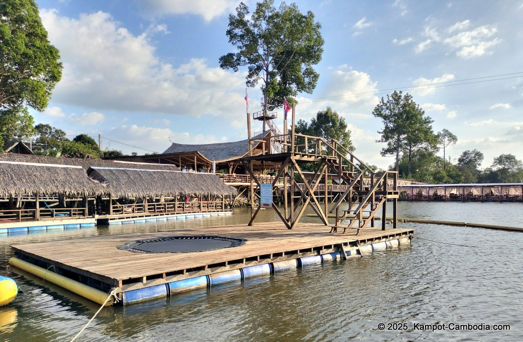 river park in kampot cambodia. Kampot Riverside restaurant and boating.
