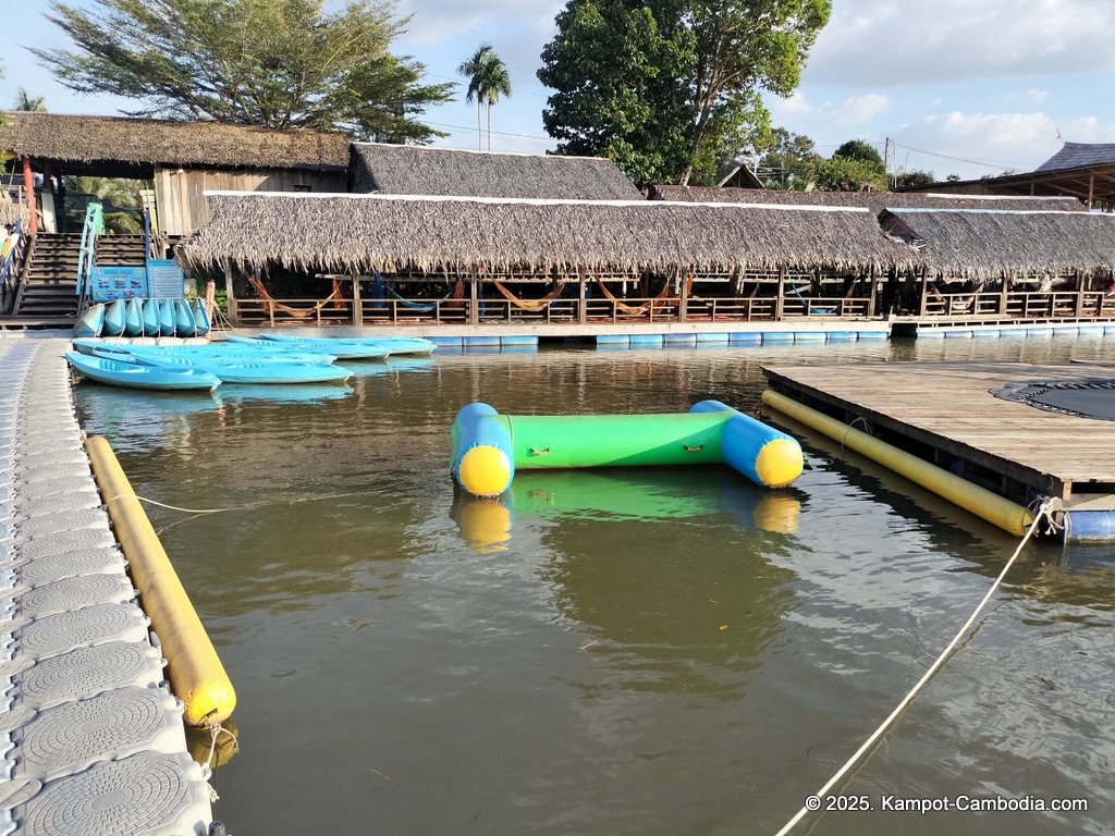 river park in kampot cambodia. Kampot Riverside restaurant and boating.