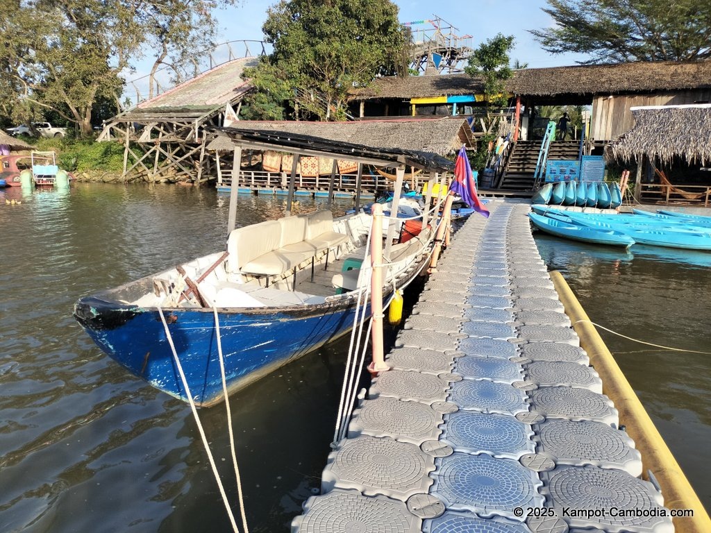 river park in kampot cambodia. Kampot Riverside restaurant and boating.