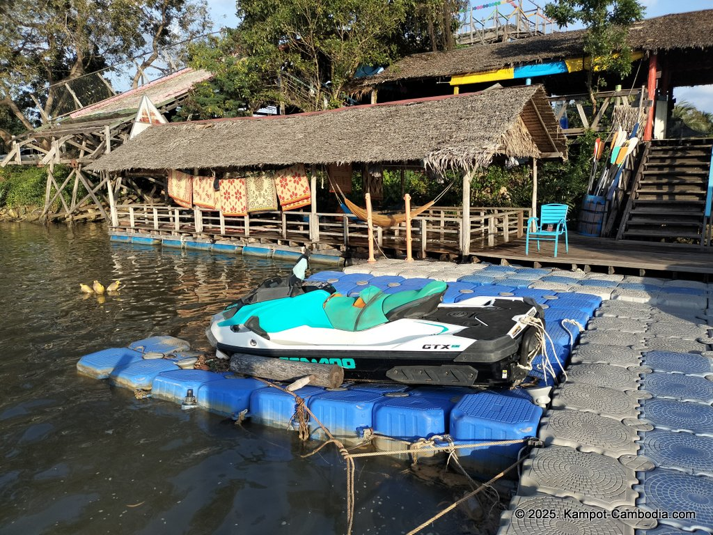 river park in kampot cambodia. Kampot Riverside restaurant and boating.
