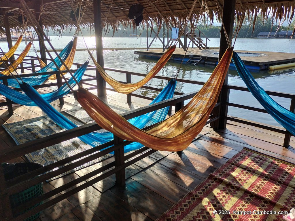 river park in kampot cambodia. Kampot Riverside restaurant and boating.