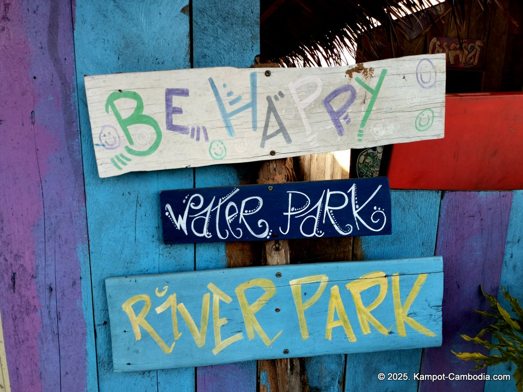 river park in kampot cambodia. Kampot Riverside restaurant and boating.