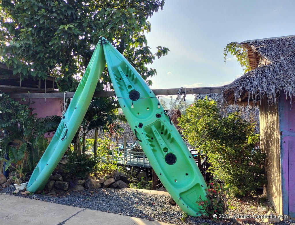 river park in kampot cambodia. Kampot Riverside restaurant and boating.