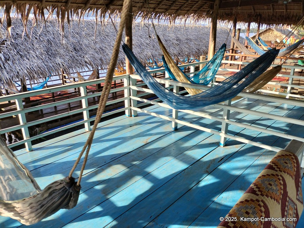 river park in kampot cambodia. Kampot Riverside restaurant and boating.