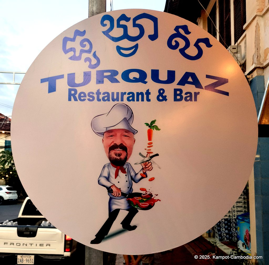 Turquaz restaurant & bar in Kampot, Cambodia. Turkish and Italian food.