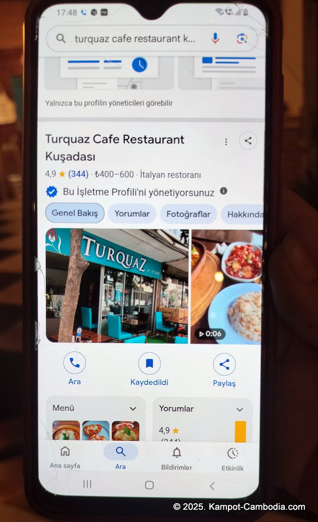 Turquaz restaurant & bar in Kampot, Cambodia. Turkish and Italian food.