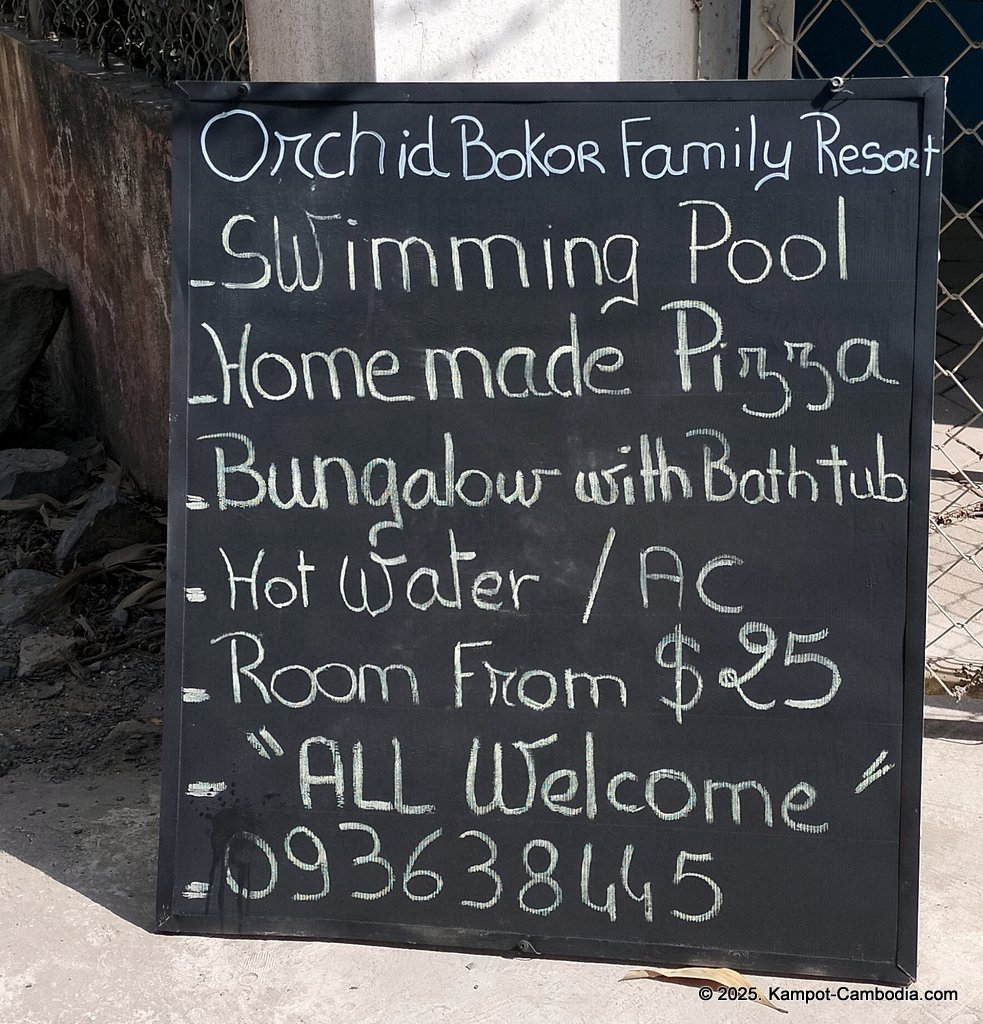 Orchid Bokor Guesthouse and Pizzeria in Kampot, Cambodia.