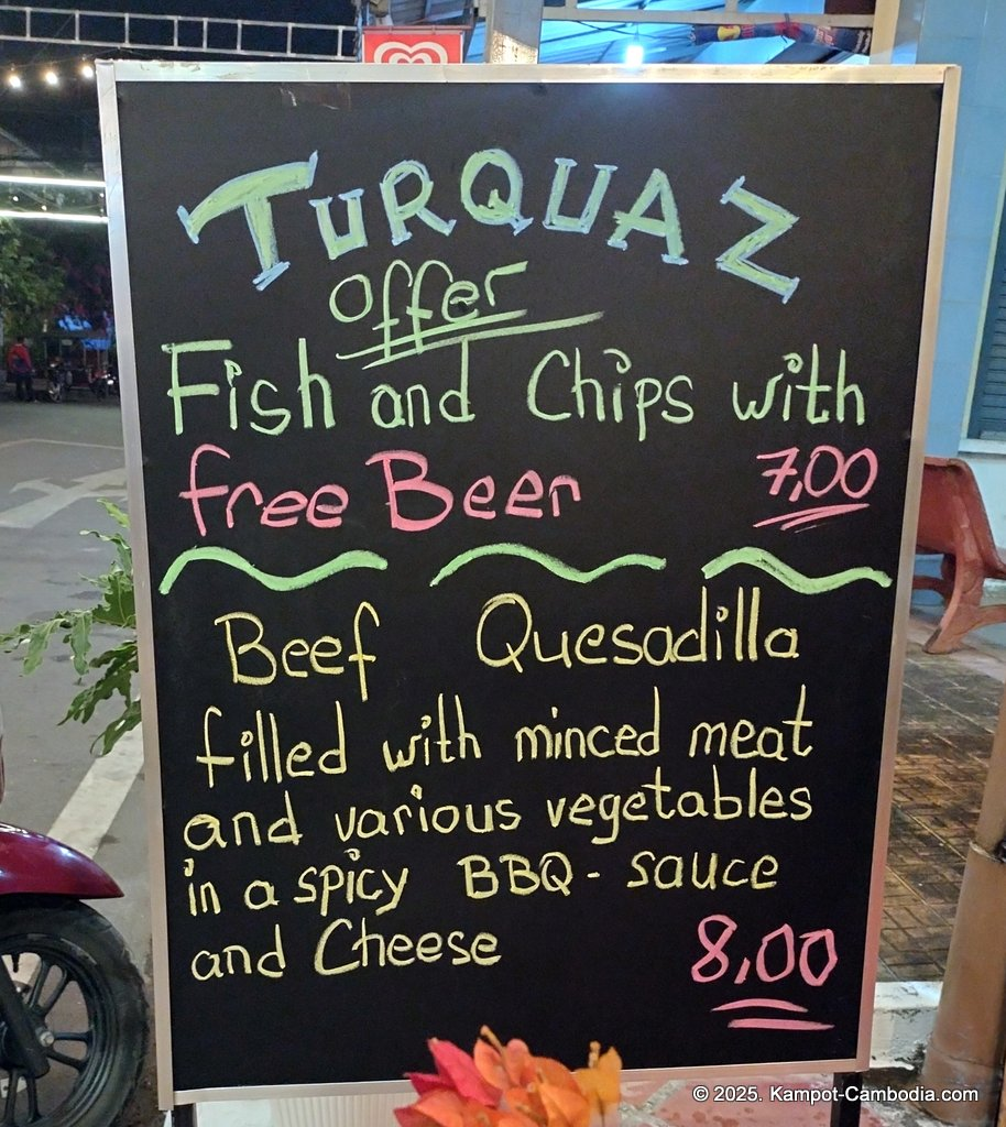 Turquaz restaurant & bar in Kampot, Cambodia. Turkish and Italian food.