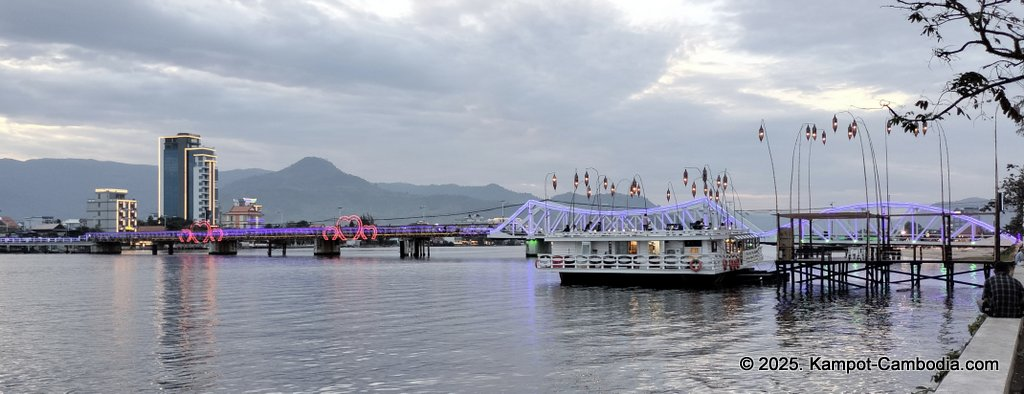 Kdam River boat restaurant in Kampot, Cambodia