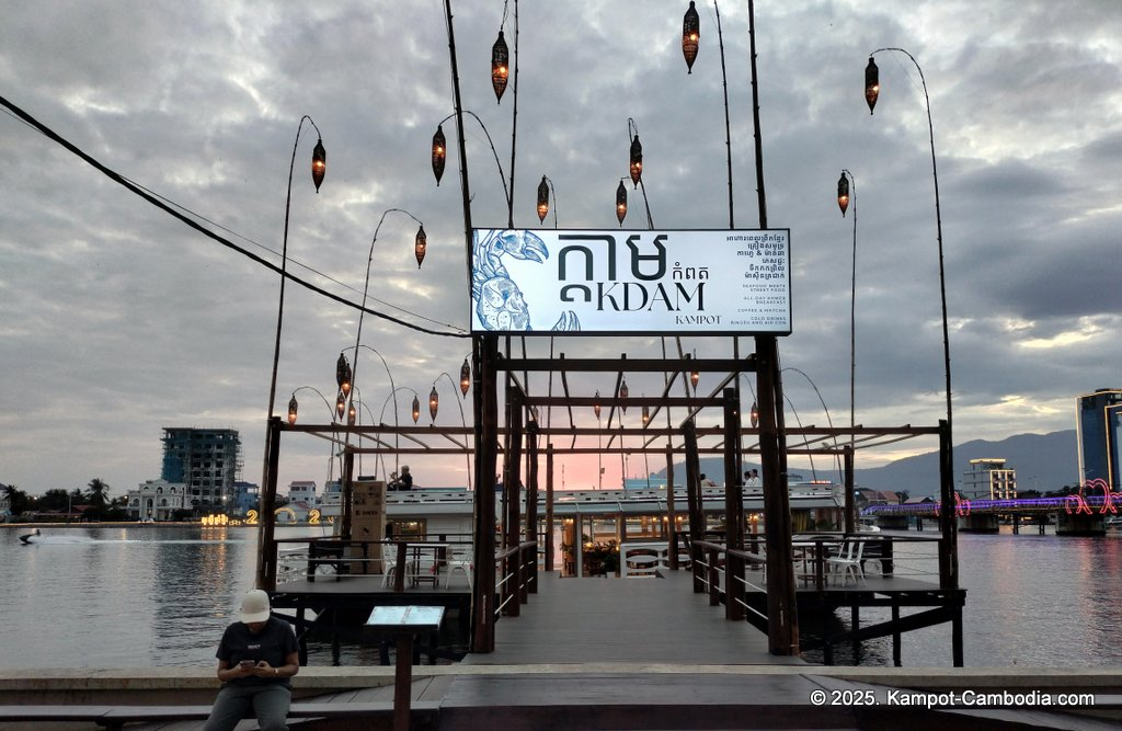 Kdam River boat restaurant in Kampot, Cambodia