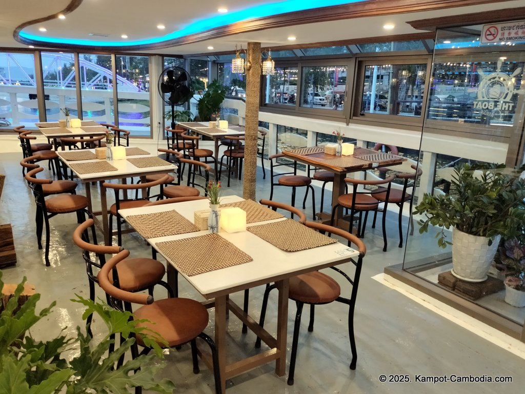 Kdam River boat restaurant in Kampot, Cambodia