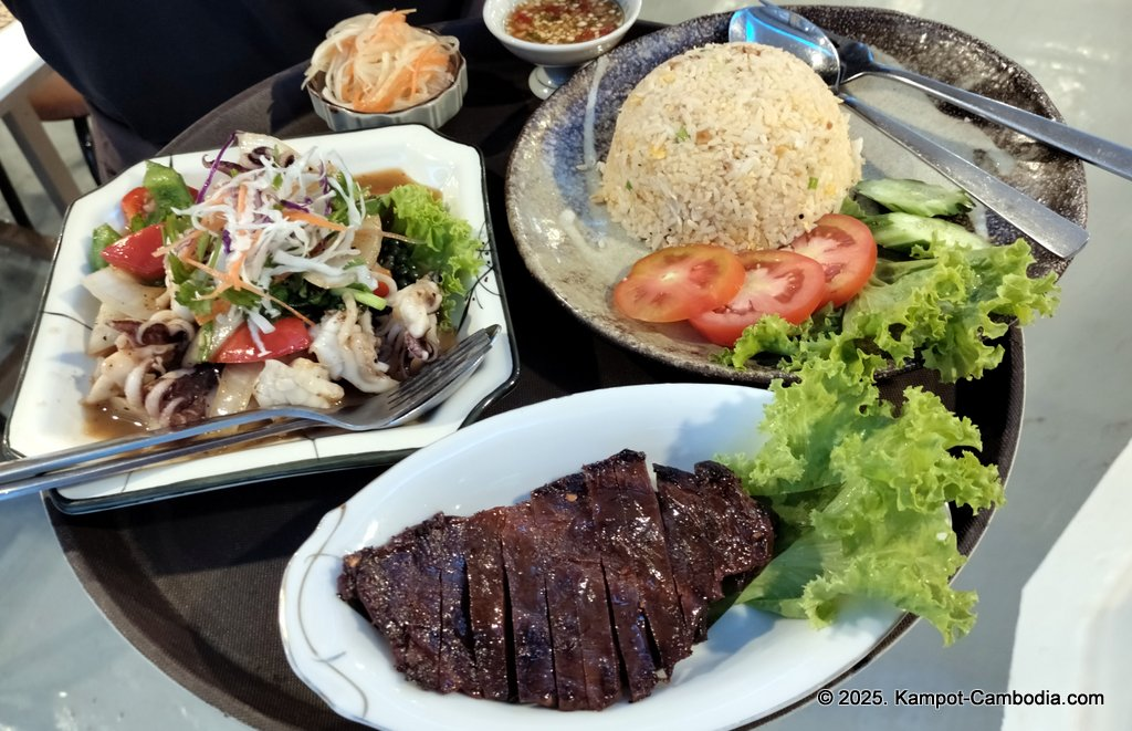 Kdam River boat restaurant in Kampot, Cambodia