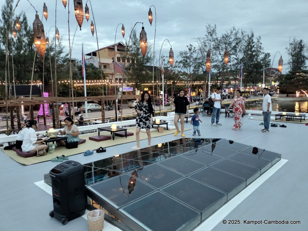 Kdam River boat restaurant in Kampot, Cambodia