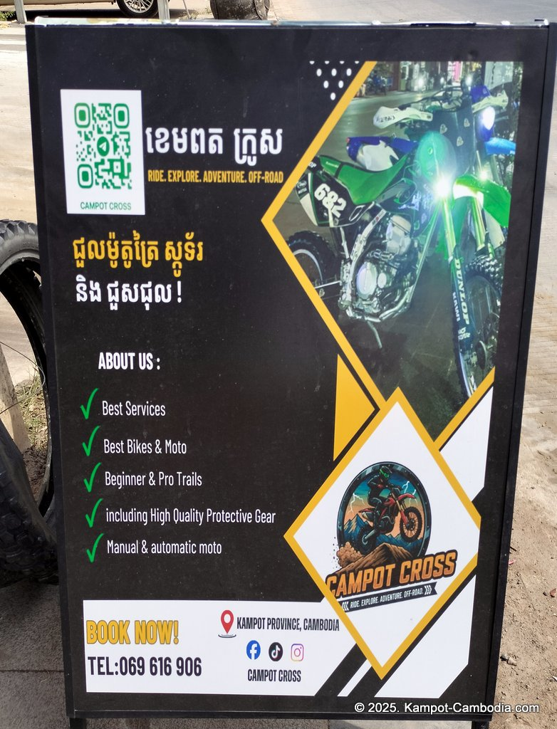 Campot Cross dirt bike rentals in Kampot, Cambodia.