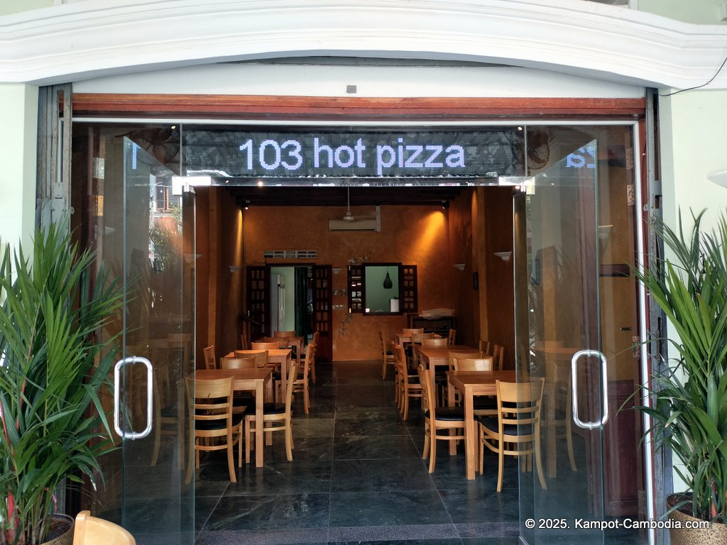 103 Hot Pizza in downtown Kampot, Cambodia