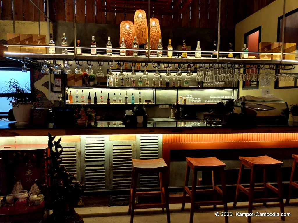 Bomey Restaurant in Kampot, Cambodia. Khmer, Western and Chinese Food.