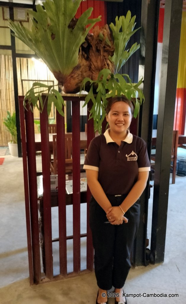 Bomey Restaurant in Kampot, Cambodia. Khmer, Western and Chinese Food.