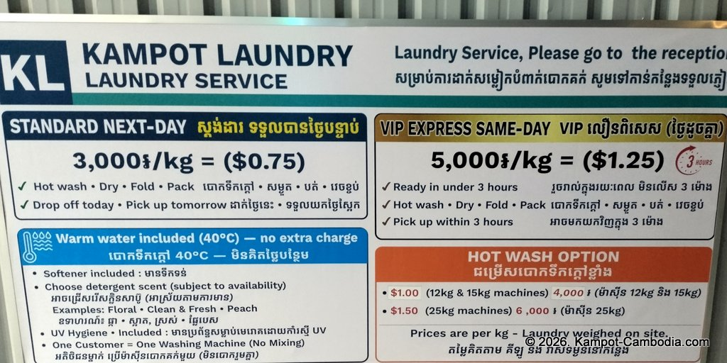 KL Laundry, Cafe and Bar in Kampot, Cambodia. Laundromat and cafe and bar.